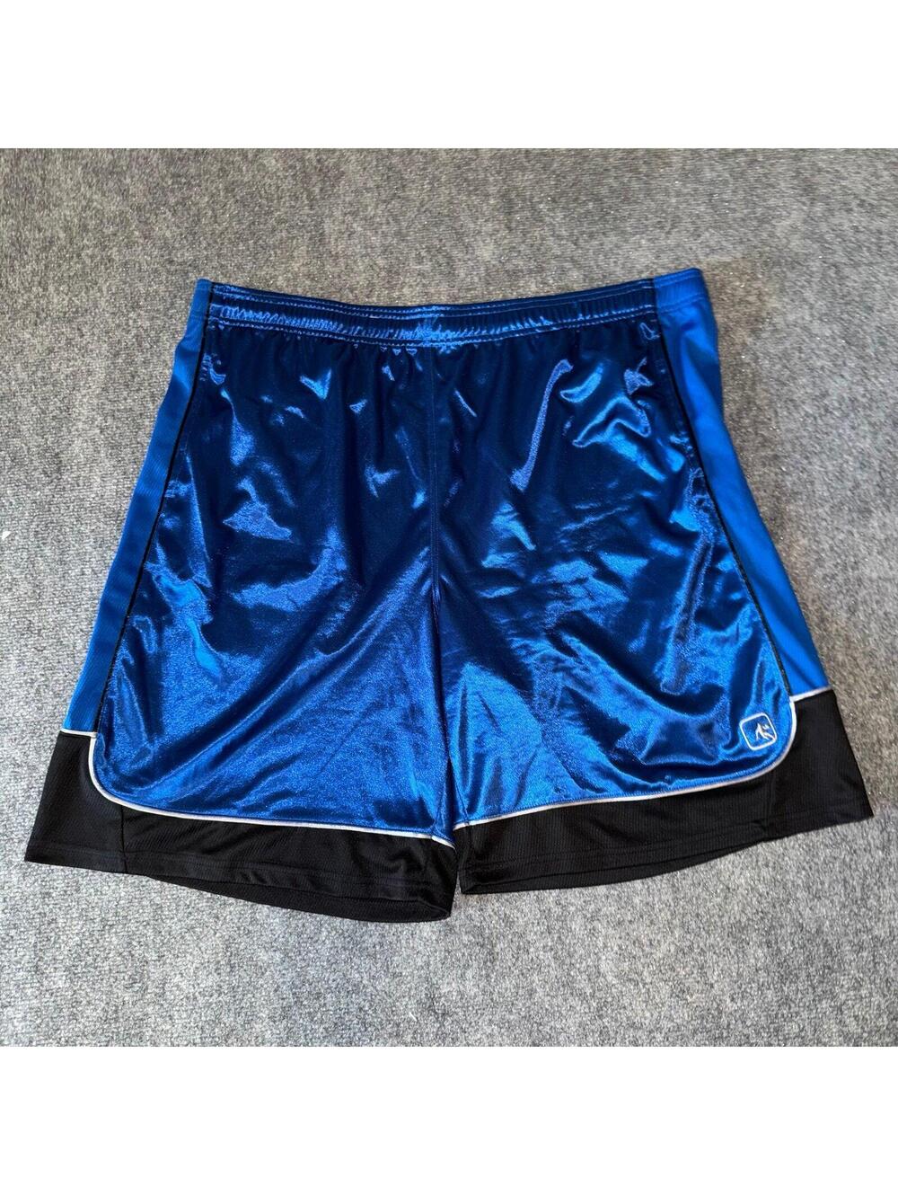 AND1 Shiny Blue Dazzle Baggy Hoop Shorts Mens 3XL Vtg y2k 90s Rare